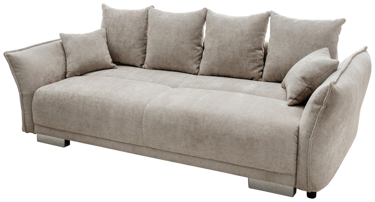 BIGSOFA Mikrofaser Creme  - Chromfarben/Creme, Basics, Kunststoff/Textil (242/71/90/131cm) - Livetastic