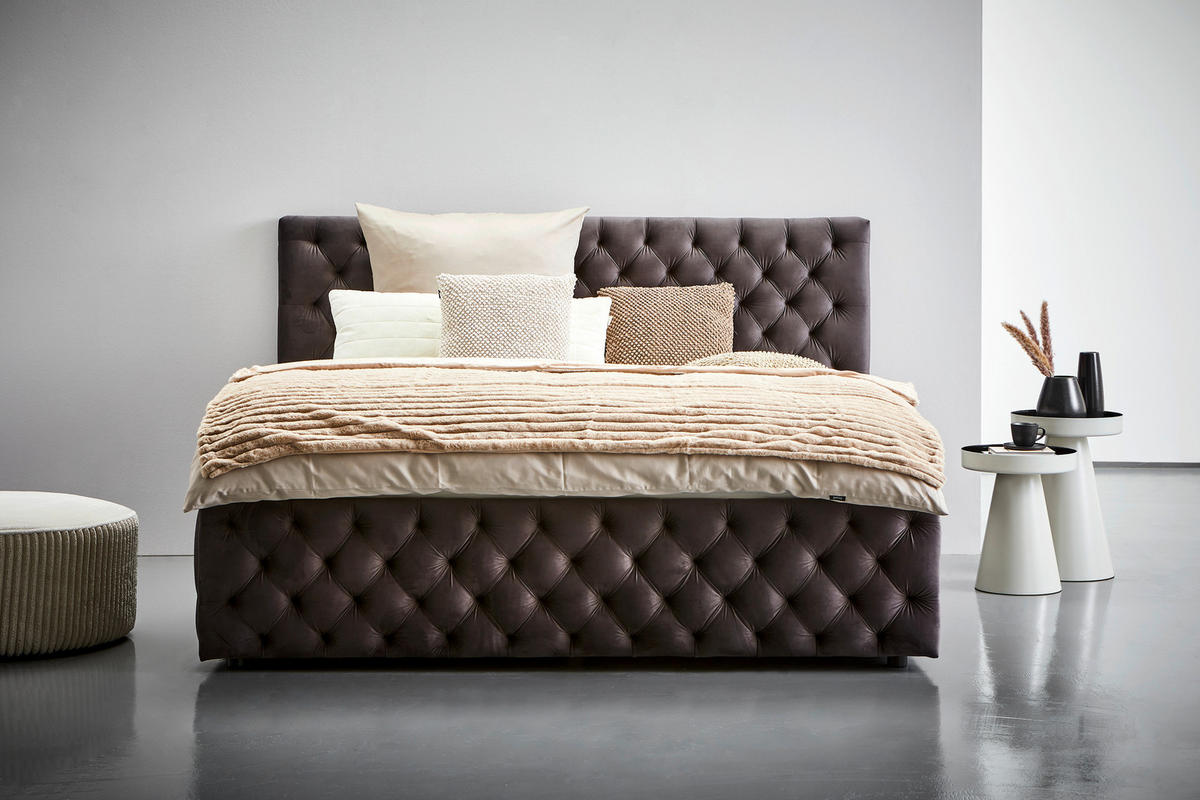 ČALOUNĚNÁ POSTEL, 180/200 cm, šedá - šedá/černá, Konvenční, textil/plast (180/200cm) - Cantus