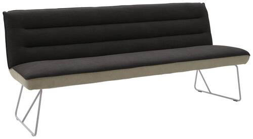 SITZBANK 218/89/68 cm  in Anthrazit, Edelstahlfarben, Greige  - Edelstahlfarben/Greige, Design, Textil/Metall (218/89/68cm) - Dieter Knoll