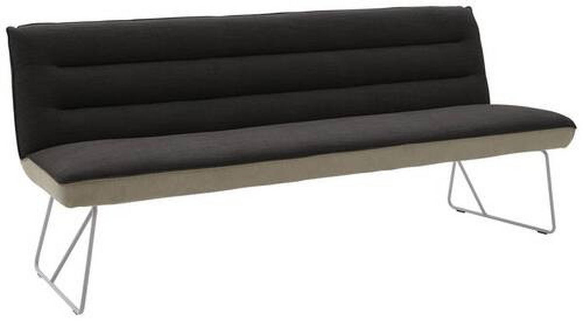 SITZBANK in Metall, Textil Anthrazit, Edelstahlfarben, Greige  - Edelstahlfarben/Greige, Design, Textil/Metall (208/89/68cm) - Dieter Knoll