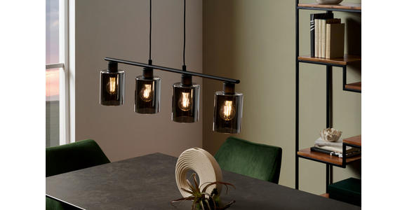 HÄNGELEUCHTE 80/11/110 cm - Transparent/Schwarz, Trend, Glas/Metall (80/11/110cm) - Novel