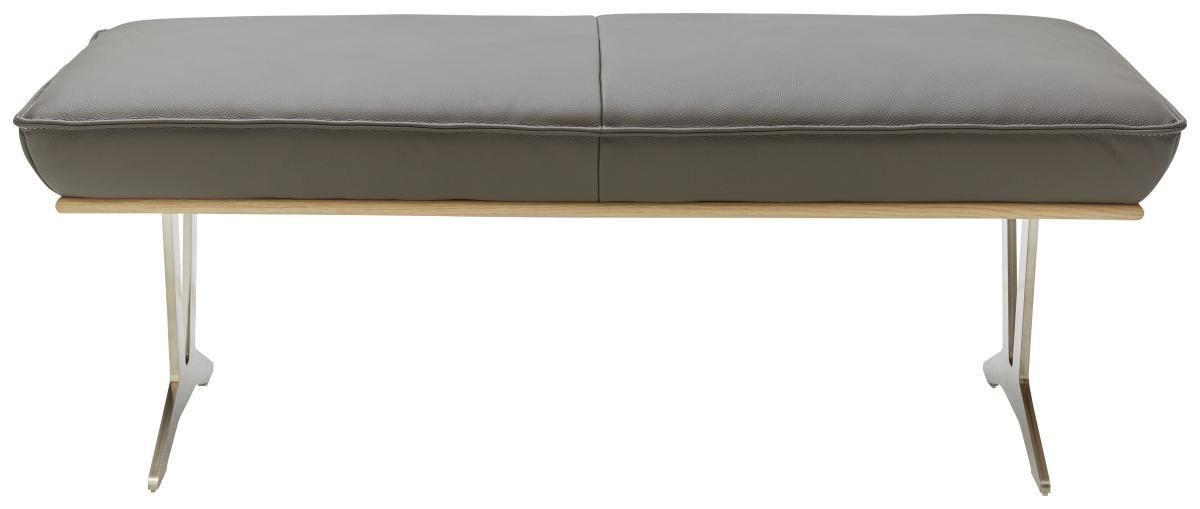 DLHÁ TABURETKA, drevo, kov, koža, 130/49/54 cm - bahenná hnedá/farby duba, Design, kov/koža (130/49/54cm) - Ambiente