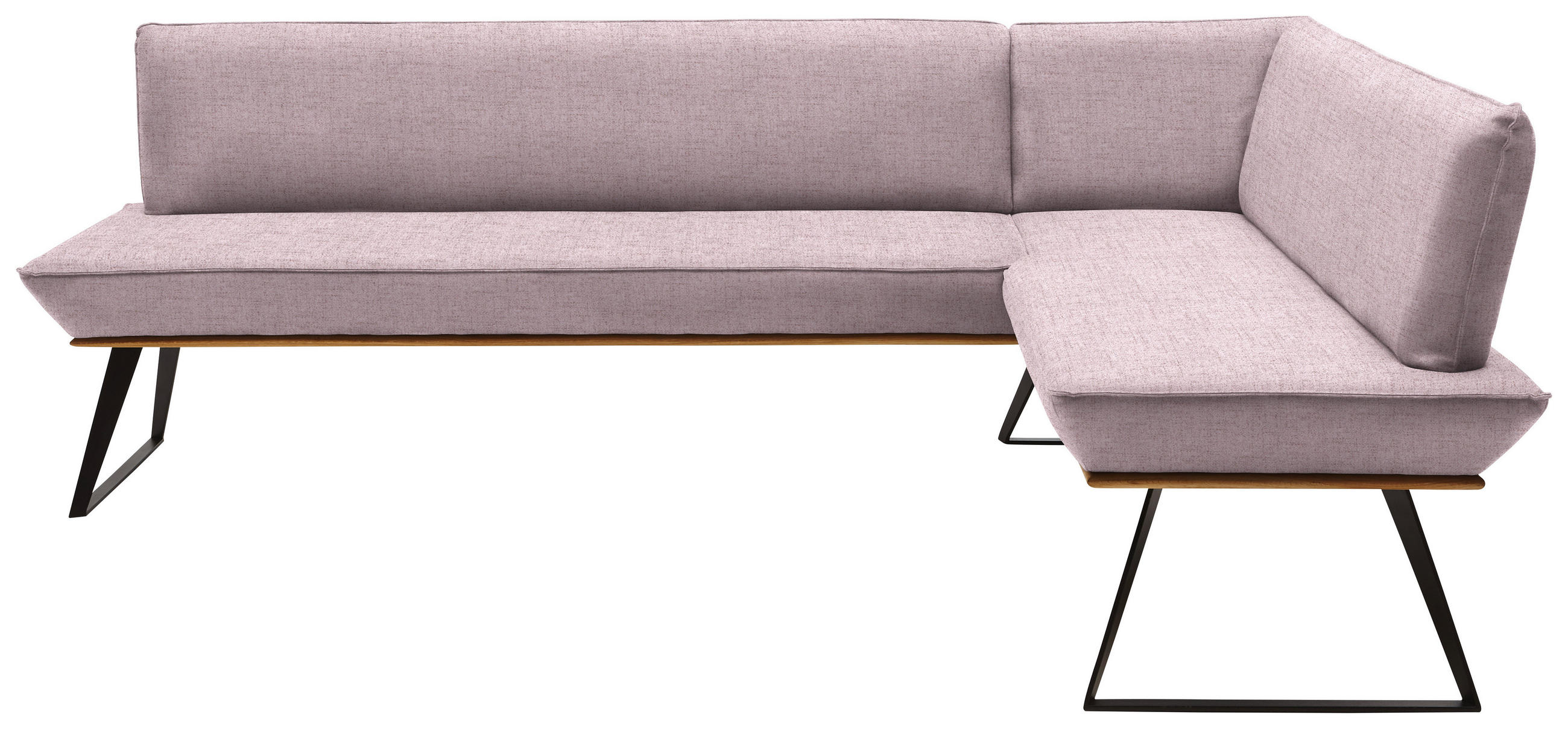 ECKBANK 243/163 cm Webstoff Rosa, Schwarz, Eichefarben Eiche massiv Metall   - Eichefarben/Schwarz, Design, Holz/Textil (243/163cm) - Voleo
