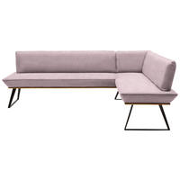 ECKBANK 223/163 cm Webstoff Rosa, Schwarz, Eichefarben Eiche massiv   - Eichefarben/Schwarz, Design, Holz/Textil (223/163cm) - Voleo
