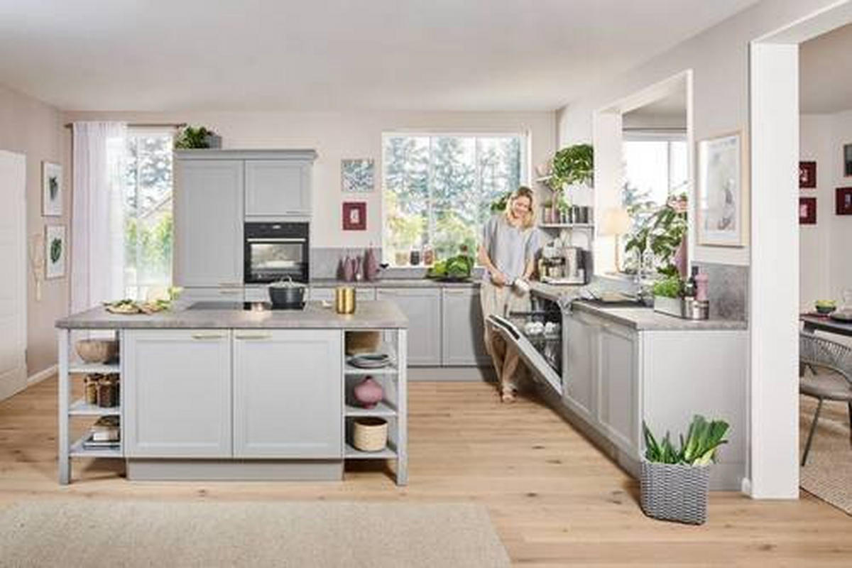 EINBAUKÜCHE RAVENNA  - Goldfarben/Grau, Basics, Holzwerkstoff/Metall - Moderano