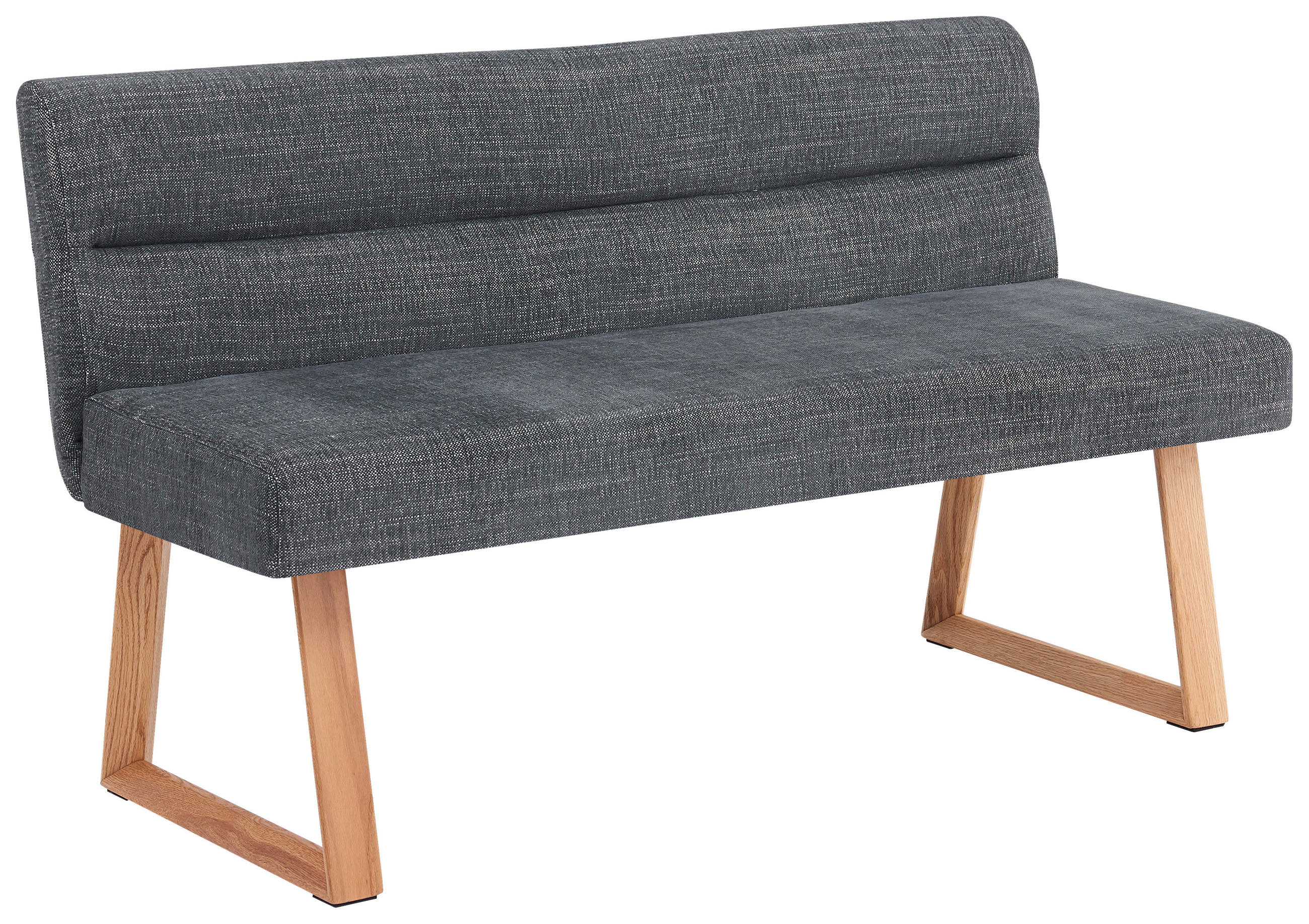 SITZBANK 140/82/61 cm Leinenoptik Eichefarben, Dunkelgrau Eiche massiv  - Eichefarben/Dunkelgrau, MODERN, Holz/Textil (140/82/61cm) - Livetastic
