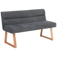 SITZBANK 140/82/61 cm Leinenoptik Eichefarben, Dunkelgrau Eiche massiv  - Eichefarben/Dunkelgrau, MODERN, Holz/Textil (140/82/61cm) - Livetastic