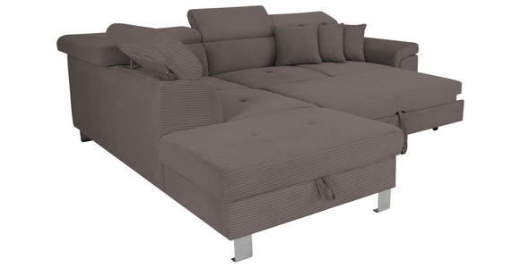 ECKSOFA in Cord Anthrazit  - Anthrazit/Silberfarben, Design, Textil/Metall (226/257cm) - Xora