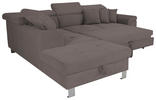 ECKSOFA inkl. Funktionen Anthrazit Cord  - Anthrazit/Silberfarben, Design, Textil/Metall (226/257cm) - Xora