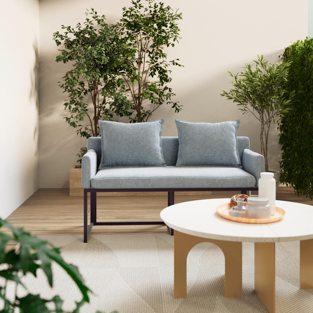 GARTENBANK 131/60/73 cm  Aluminium  - Grau, MODERN, Textil/Metall (131/60/73cm) - Gardenson