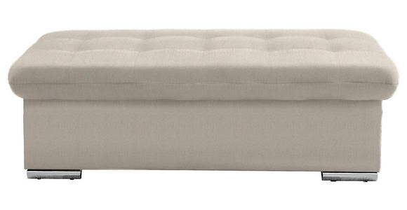 HOCKER in Textil Creme  - Silberfarben/Creme, Design, Textil/Metall (137/43/74cm) - Cantus