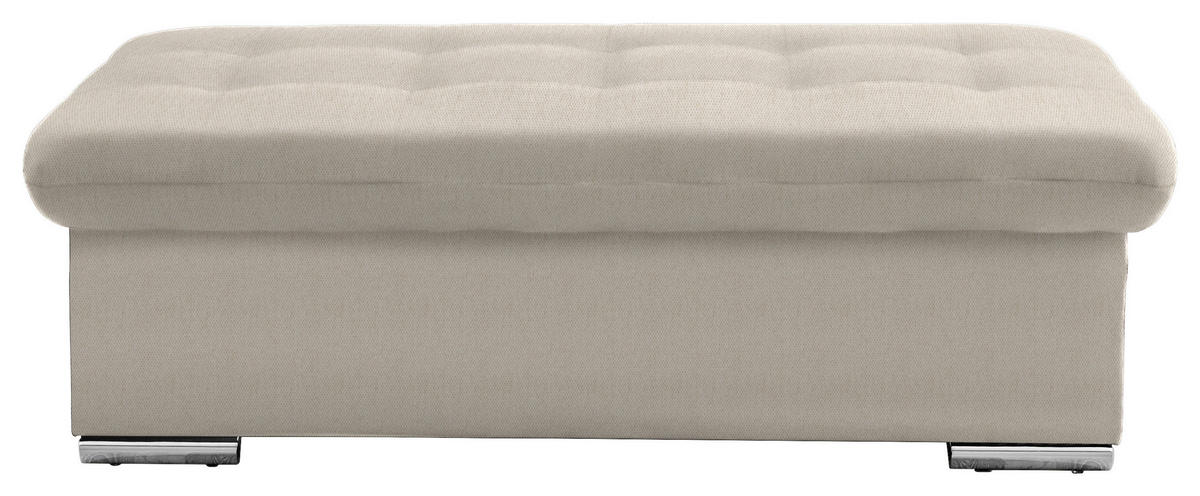 HOCKER in Textil Creme  - Silberfarben/Creme, Design, Textil/Metall (137/43/74cm) - Cantus