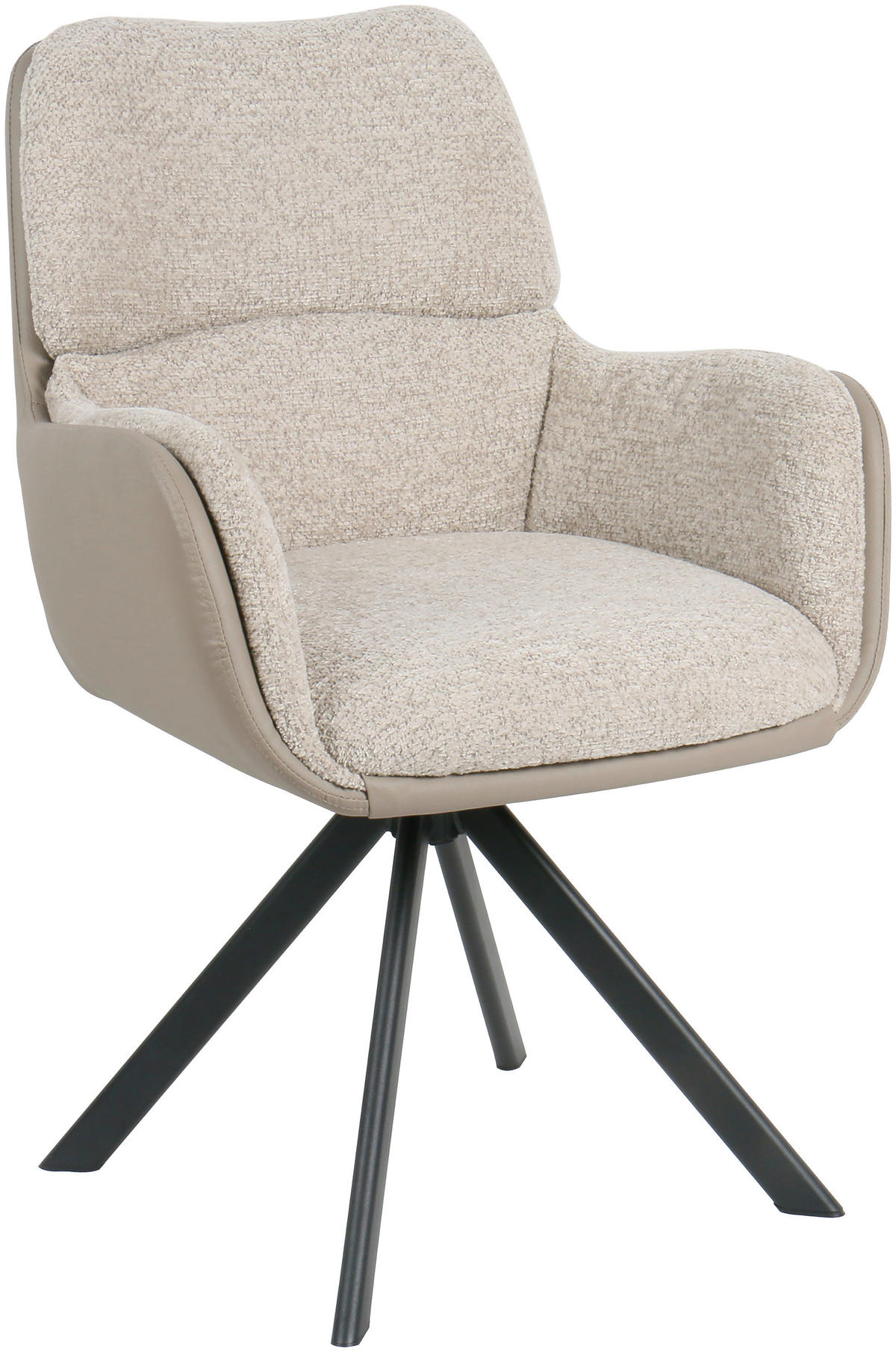 ARMLEHNSTUHL Eisen Webstoff  - Schwarz/Grau, Modern, Textil/Metall (61/91/65cm) - MID.YOU