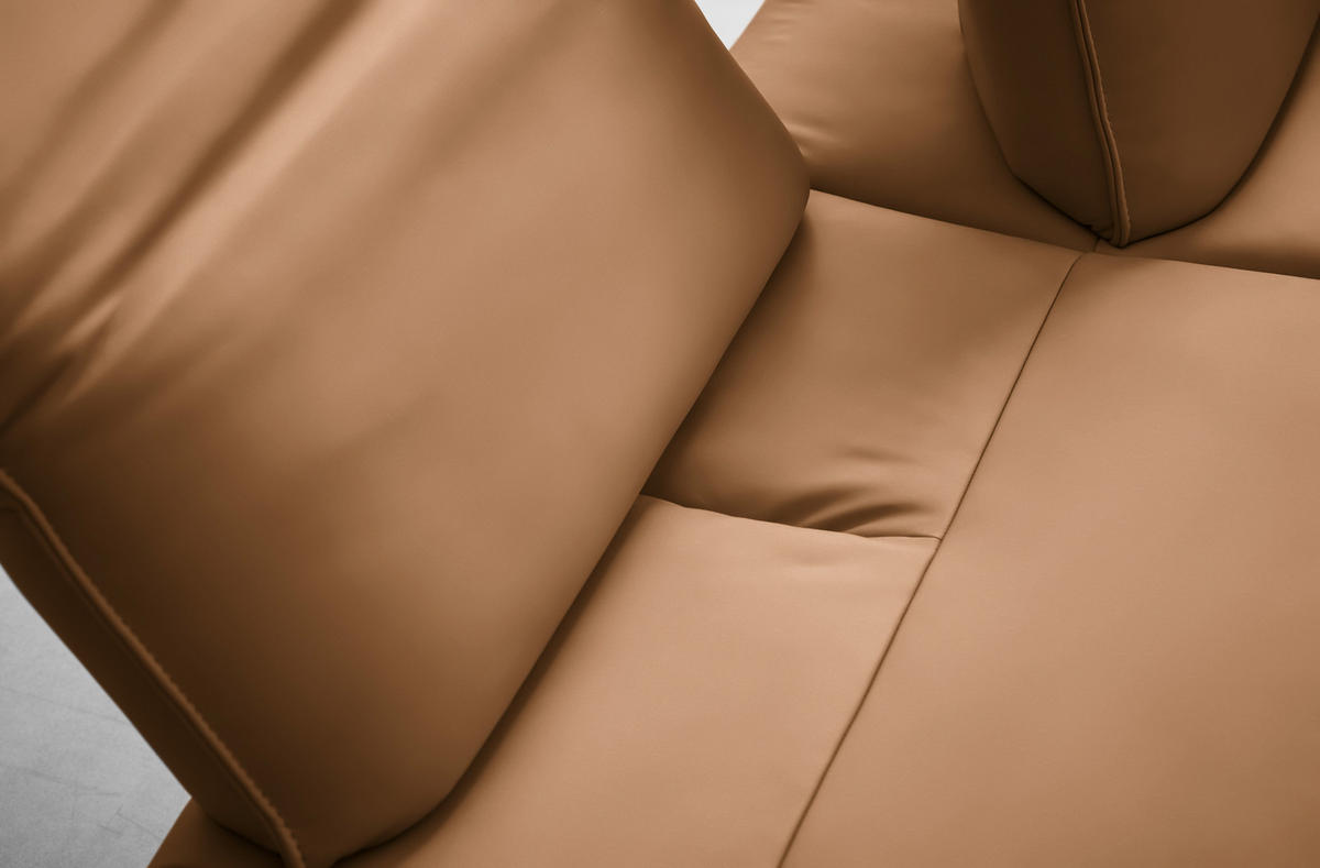 ECKSOFA  in Echtleder Cognac  230/290 cm  - Cognac/Anthrazit, Design, Leder/Metall (230/290cm) - Johann Jakob