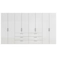DREHTÜRENSCHRANK 400/235/61 cm,  in Weiß, Weiß Hochglanz, 8-türig  - Edelstahlfarben/Weiß Hochglanz, Basics, Holzwerkstoff/Metall (400/235/61cm) - Novel