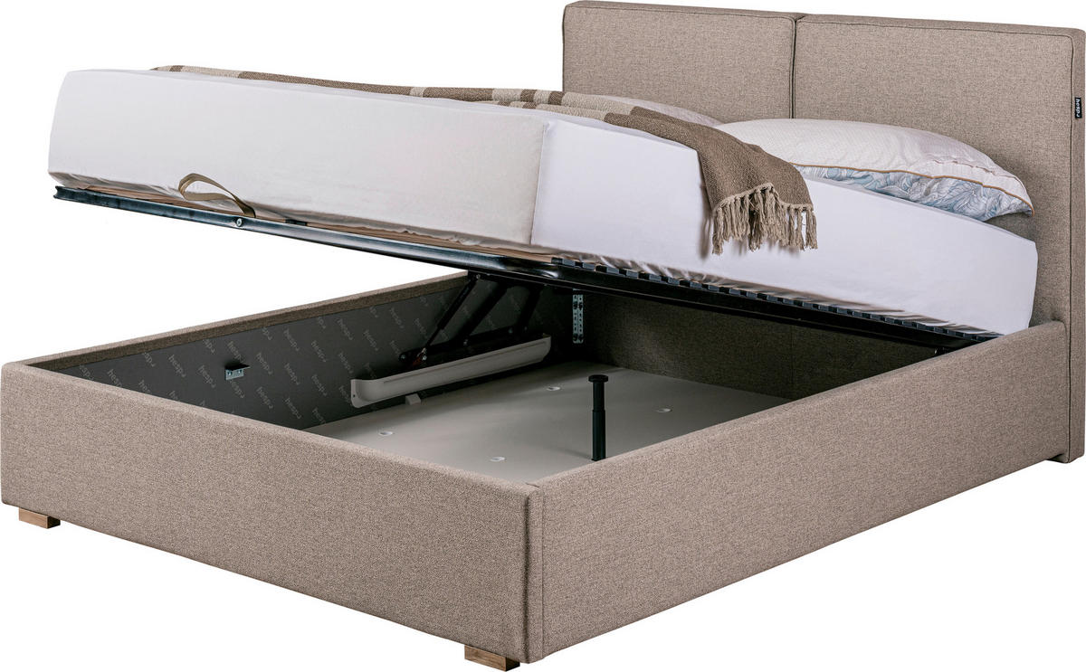 KÁRPITOZOTT ÁGY 160/200 cm   - tölgyfa színű, Basics, faalapú anyag/fa (160/200cm) - Hespo
