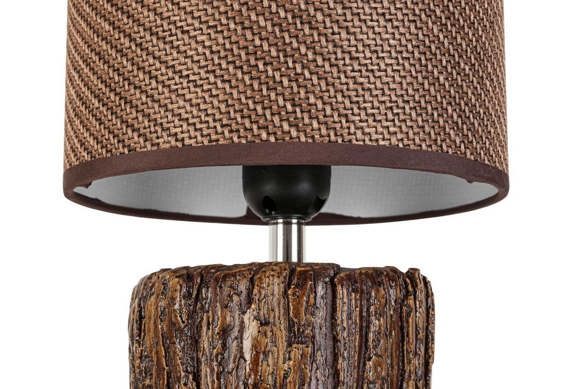 STOLNÍ LAMPA, E27, 18/31 cm  - hnědá, Natur, kov/textil (18/31cm) - Novel