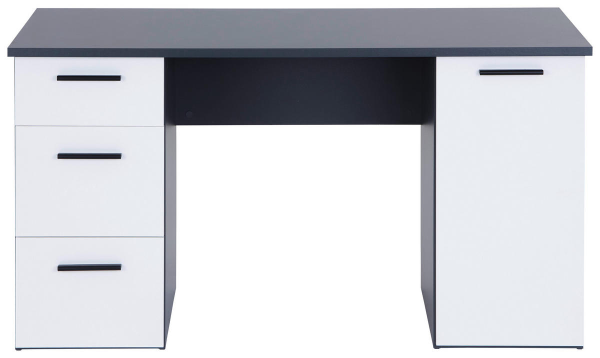 PISALNA MIZA leseni material antracit, bela  - bela/barve aluminija, Moderno, umetna masa/leseni material (138/76/60cm) - Livetastic
