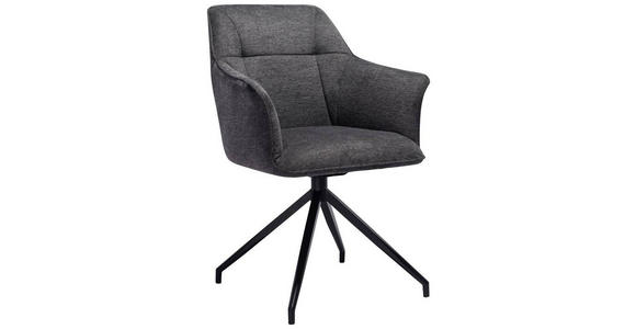 ARMLEHNSTUHL in Eisen Mikrofaser - Schwarz/Grau, Design, Textil/Metall (60/85/62cm) - Novel