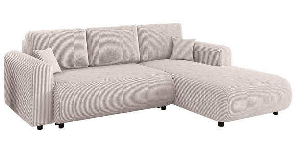 ECKSOFA inkl. Funktionen Beige Cord  - Beige/Schwarz, KONVENTIONELL, Kunststoff/Textil (260/200cm) - Xora