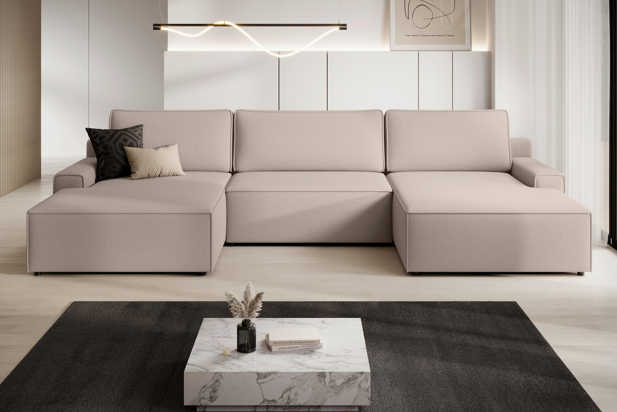 Trendmanufaktur Wohnlandschaft Challenge Taupe 333x168 cm