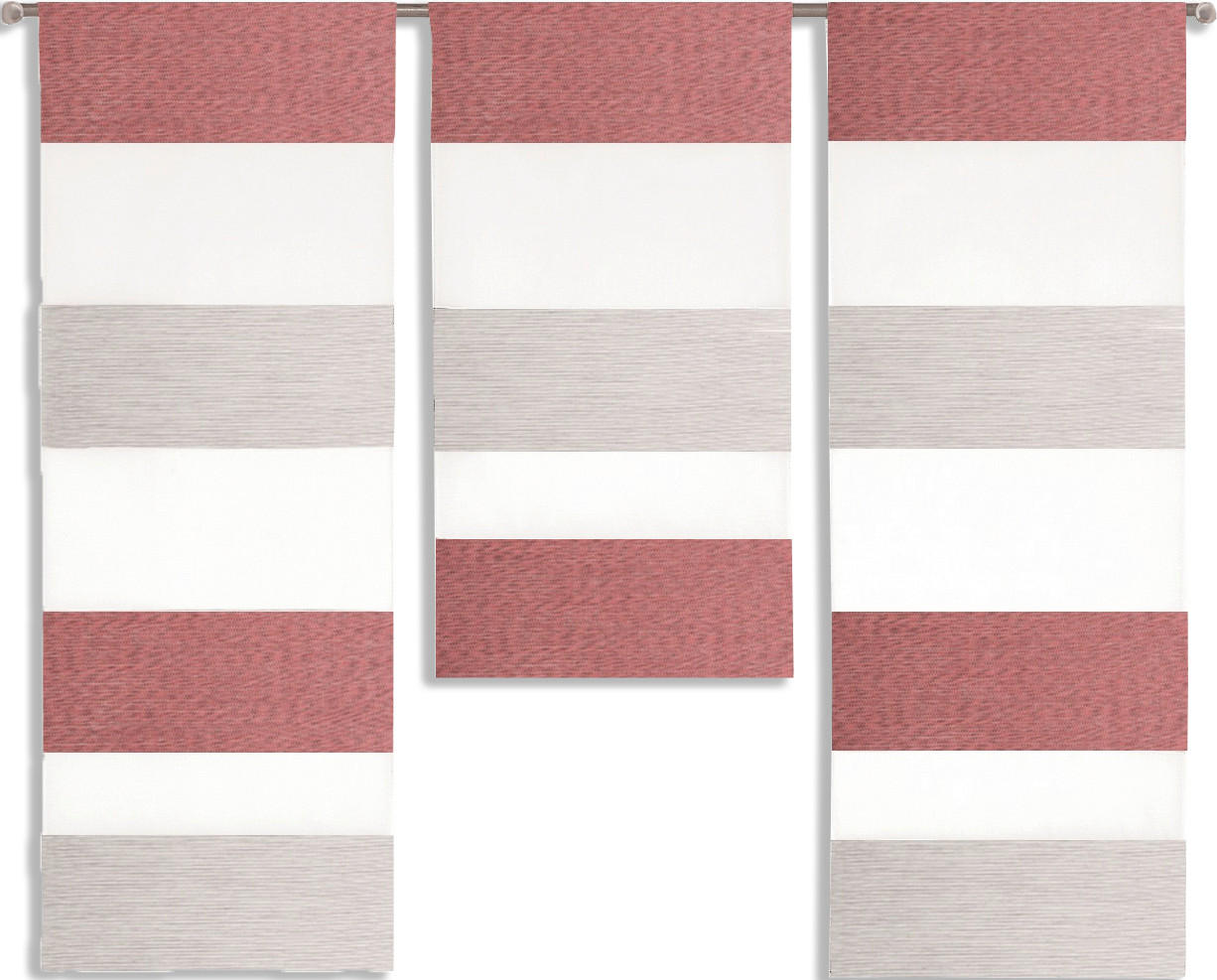 KURZGARDINE 3ER SET   90/80 cm   - Rot/Weiß, Design, Textil (90/80cm)