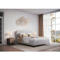 KÁRPITOZOTT ÁGY 180/200 cm  világosszürke  - világosszürke/fekete, Modern, faalapú anyag/textil (180/200cm) - MID.YOU