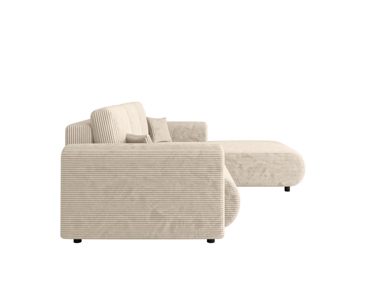 ECKSOFA inkl. Funktionen Creme Cord  - Creme/Schwarz, KONVENTIONELL, Kunststoff/Textil (260/200cm) - Xora