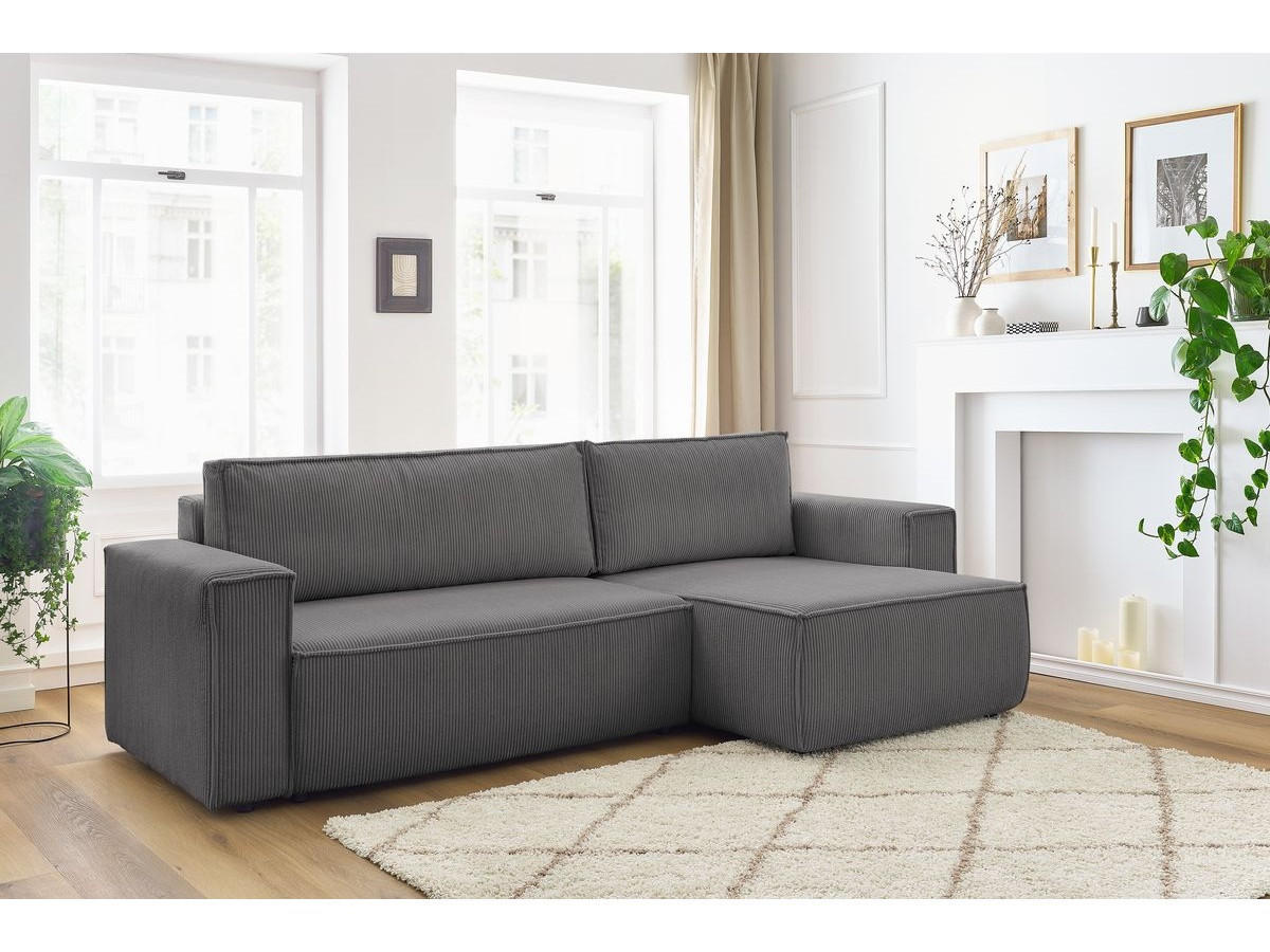 SJEDEĆA GARNITURA tekstil  antracit   - crna/antracit, Moderno, tekstil/plastika (255/160cm) - Hom`in