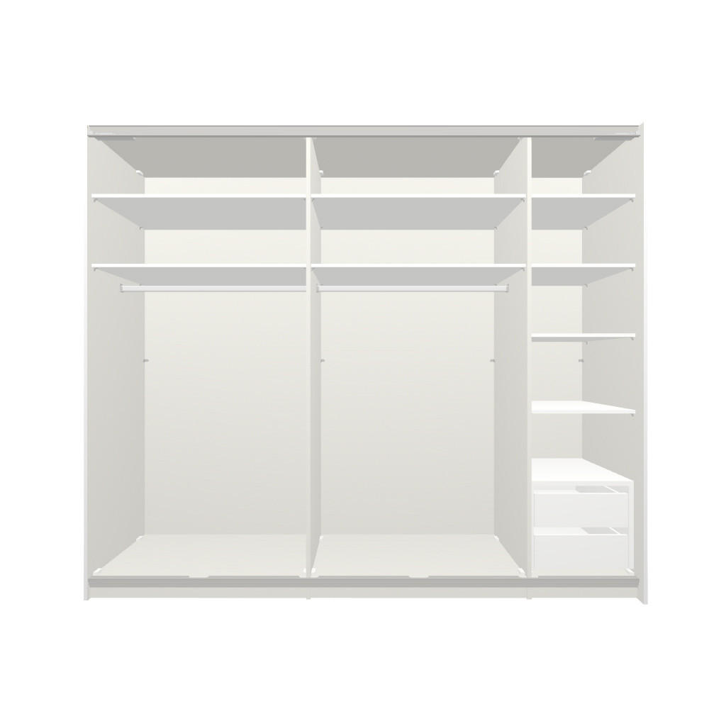 Thumbnail - Boxxx Schwebetürenschrank, Weiß, Holzwerkstoff, 8 Fächer, 2 Schubladen, 253x215x65 cm, erweiterbar, Beimöbel erhältlich,...