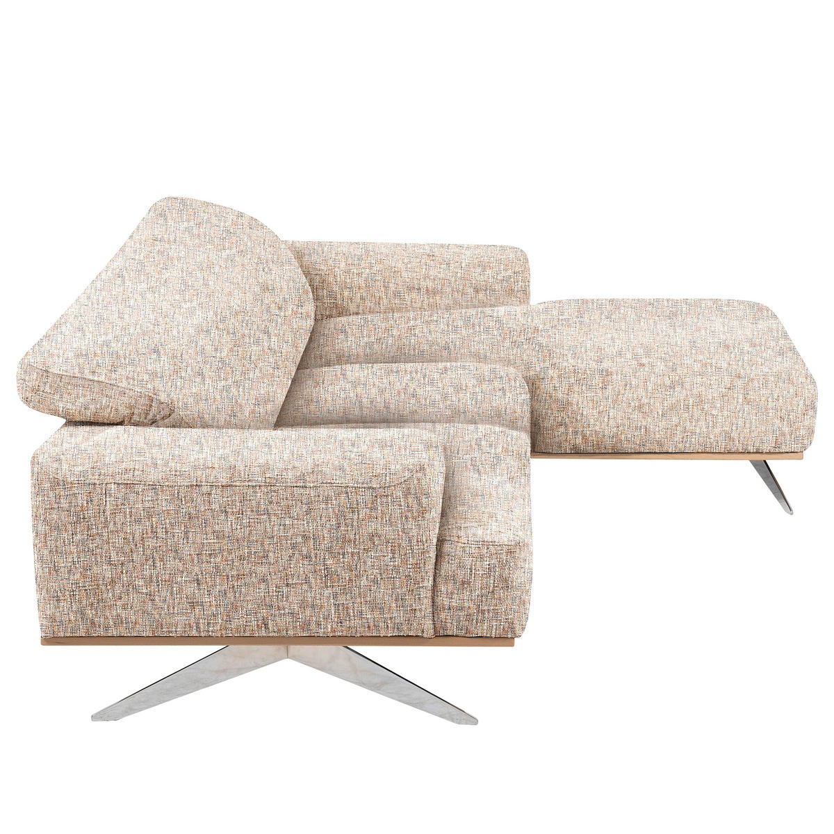 ECKSOFA PORTLAND in Struktur Blau, Gelb, Rot, Weiß Kopfteilverstellung  295/187 cm  - Chromfarben/Blau, Design, Holz/Textil (295/187cm) - Livetastic