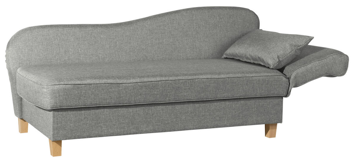 RÉCAMIERE in Flachgewebe Hellgrau  - Buchefarben/Hellgrau, Design, Holz/Textil (190/88/82cm) - Max Winzer
