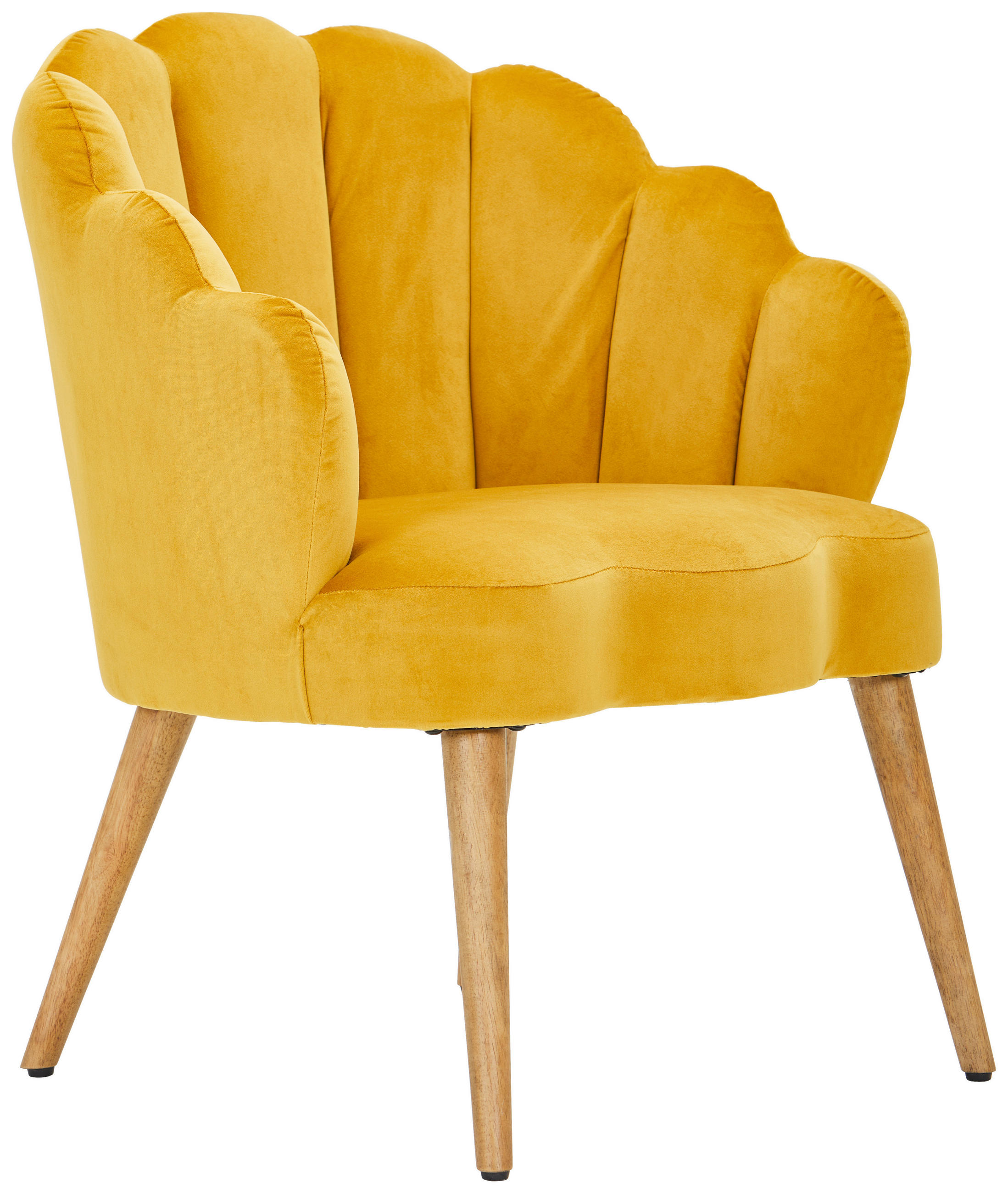 SESSEL Samt Gelb, Ecru    - Ecru/Gelb, Design, Holz/Textil (67/80/65cm) - MID.YOU