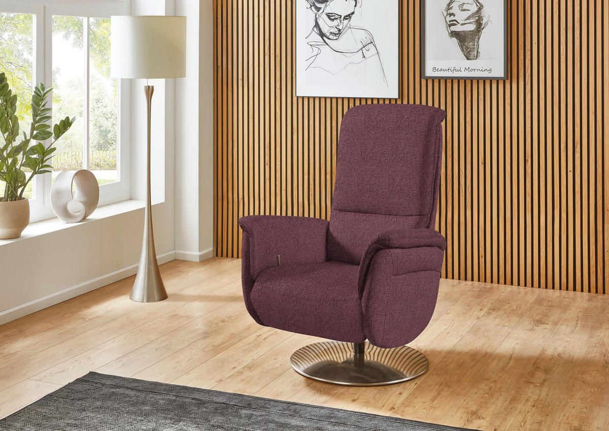 RELAXSESSEL in Textil Weinrot  - Edelstahlfarben/Weinrot, KONVENTIONELL, Textil/Metall (79/112/94cm) - Beldomo Premium