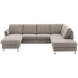 WOHNLANDSCHAFT in Flachgewebe Graubraun - Chromfarben/Graubraun, KONVENTIONELL, Textil/Metall (168/305/200cm) - Voleo