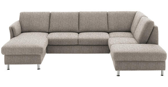 WOHNLANDSCHAFT in Flachgewebe Graubraun - Chromfarben/Graubraun, KONVENTIONELL, Textil/Metall (168/305/200cm) - Voleo