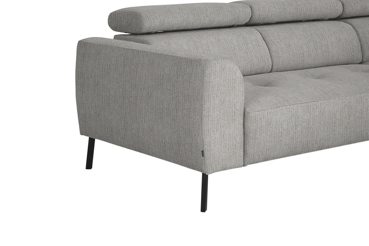 ECKSOFA in Webstoff Beige  - Beige/Schwarz, Design, Textil/Metall (280/205cm) - MID.YOU