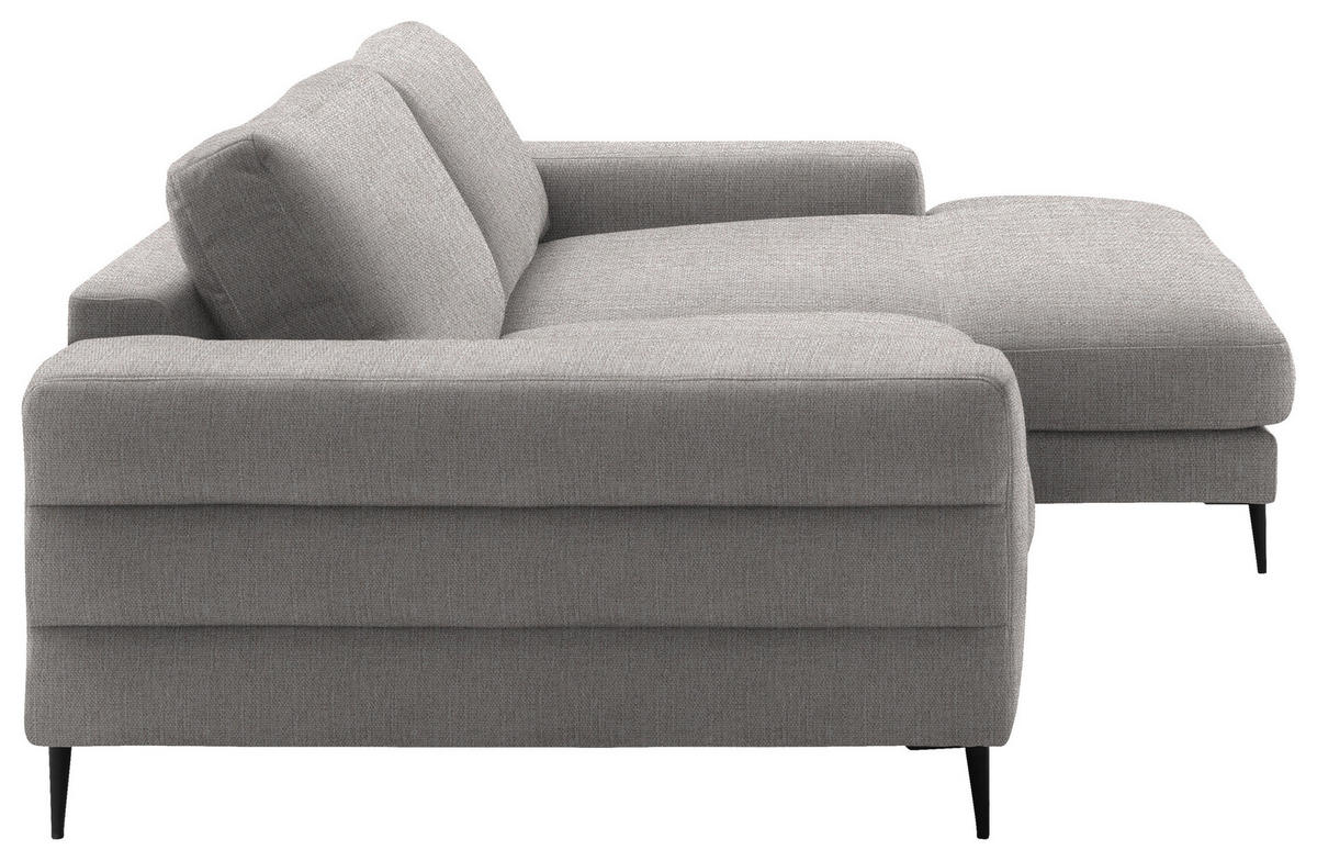 ECKSOFA in Flachgewebe Sandfarben  - Sandfarben/Schwarz, Design, Textil/Metall (253/177cm) - Dieter Knoll