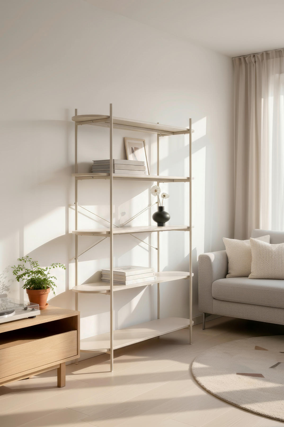 REGAL bež  metal, drvni materijal  - bež, Design, drvni materijal/metal (120/174/34,5cm) - MID.YOU