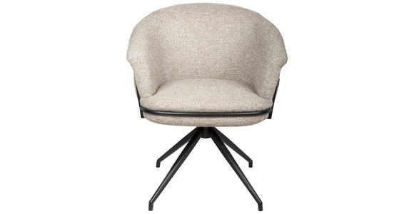 ARMLEHNSTUHL  in Eisen Bouclé  - Schwarz/Naturfarben, Design, Textil/Metall (65/80,5/65cm) - Belluti