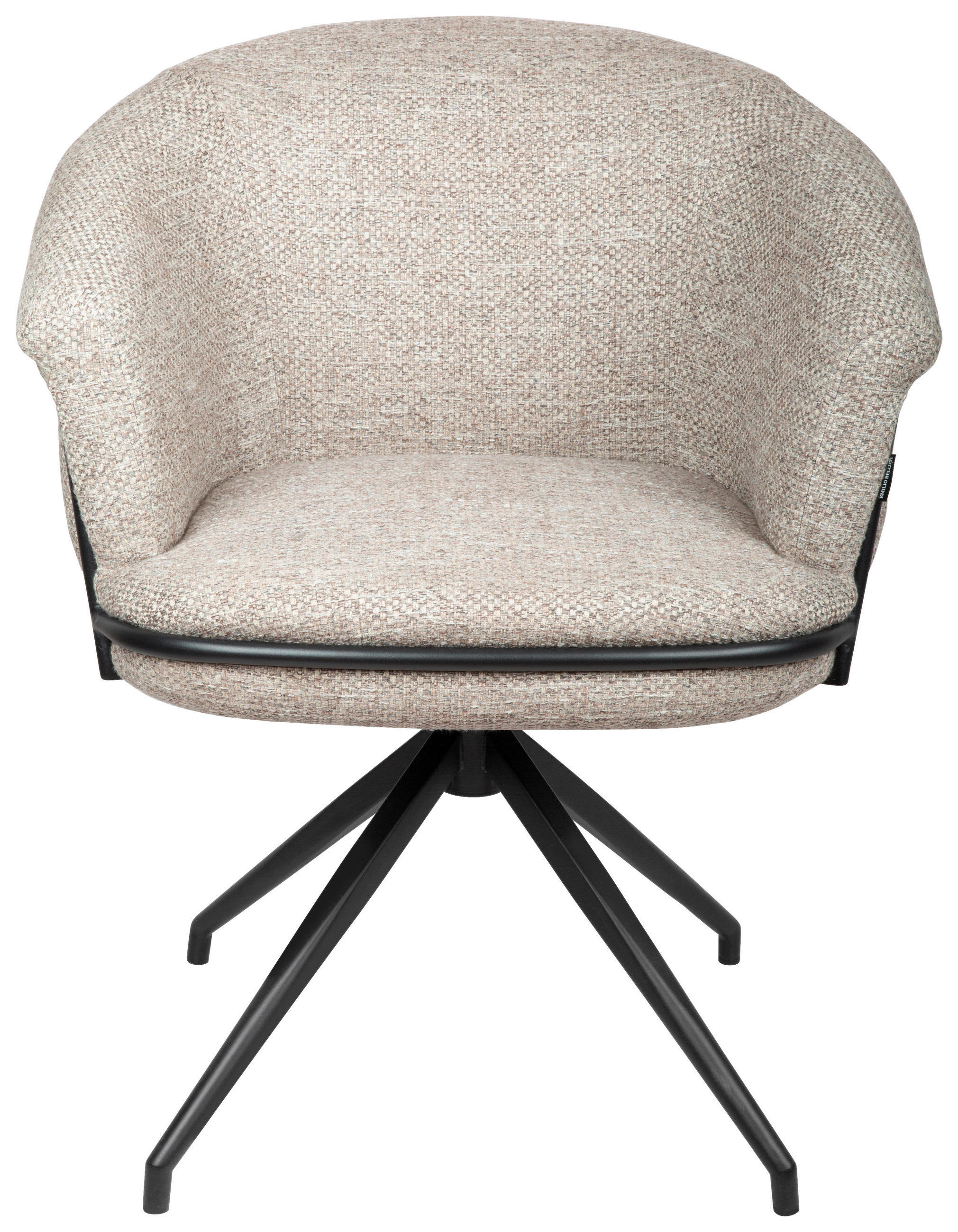 ARMLEHNSTUHL  in Eisen Bouclé  - Schwarz/Naturfarben, Design, Textil/Metall (65/80,5/65cm) - Emilio Belluti