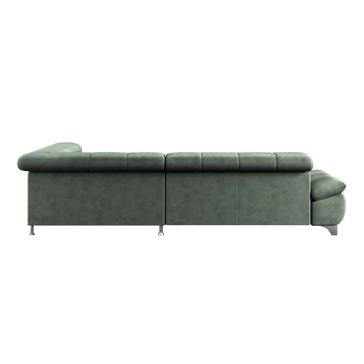 ECKSOFA Grün Chenille  - Chromfarben/Grün, KONVENTIONELL, Textil/Metall (312/234cm) - Livetastic