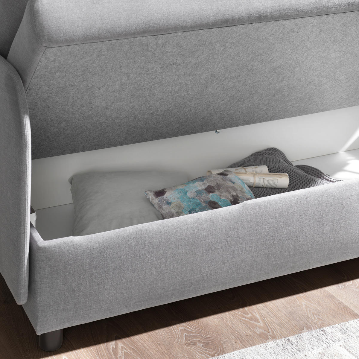 LIEGE in Naturfarben  - Wengefarben/Naturfarben, MODERN, Holz/Textil (206/80/94cm) - Joka