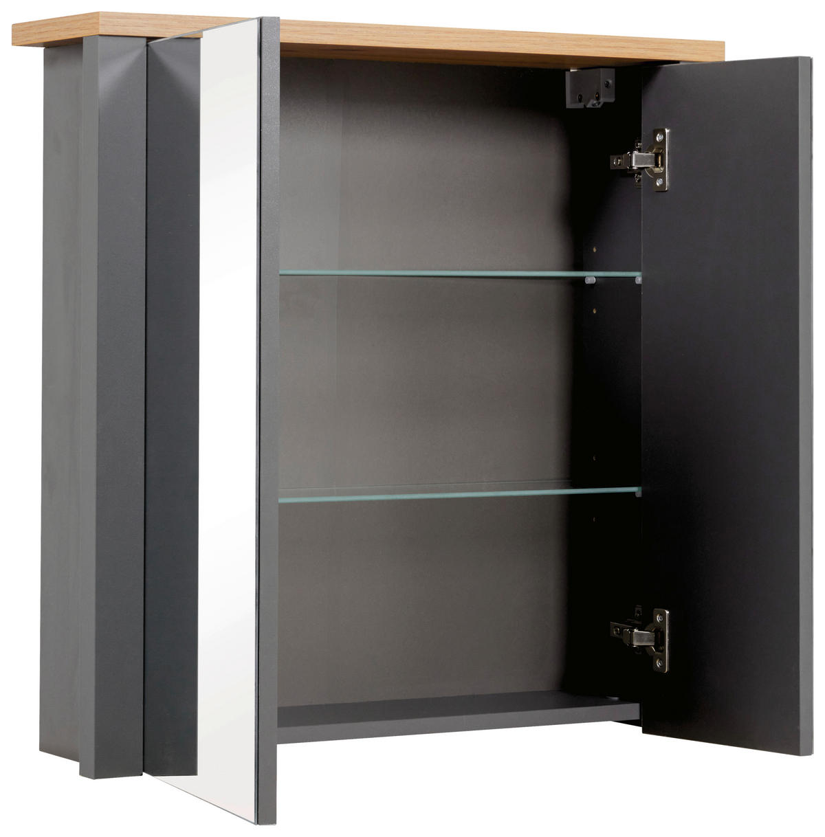 SPIEGELSCHRANK 70/70/20 cm  - Anthrazit/Eiche Artisan, Natur, Glas/Holzwerkstoff (70/70/20cm) - home24