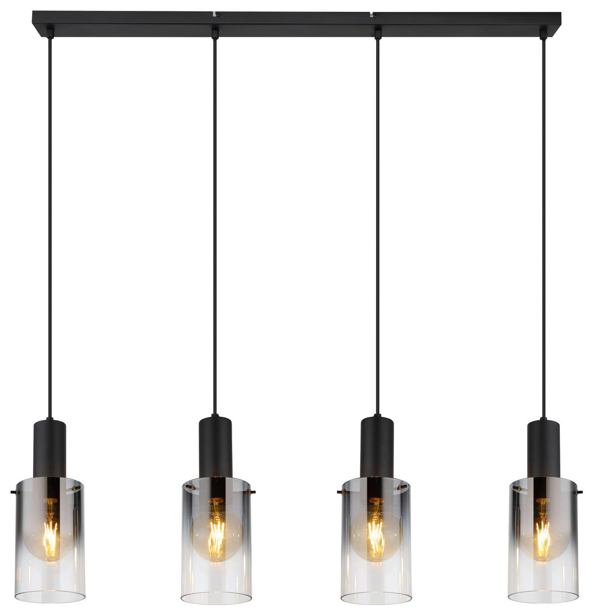 HÄNGELEUCHTE 102,5/12,5/150 cm  - Klar/Schwarz, Design, Glas/Kunststoff (102,5/12,5/150cm) - Globo