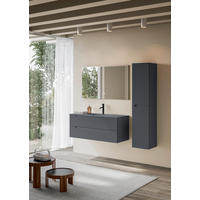 BADEZIMMER 3-teilig  in 100 cm  - Dunkelgrau/Weiß, KONVENTIONELL, Holzwerkstoff/Stein (100cm) - Belluti