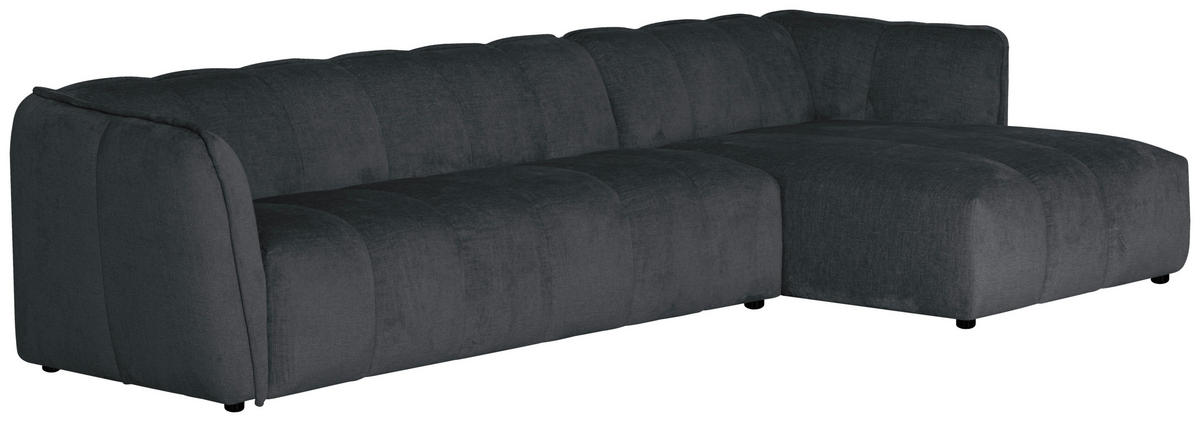 ECKSOFA Chenille Grau  - Schwarz/Grau, Design, Textil (306/160cm) - MID.YOU