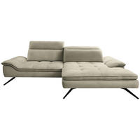 ECKSOFA in Chenille Cappuccino  - Schwarz/Cappuccino, Design, Textil/Metall (288/179-202cm) - Stylife