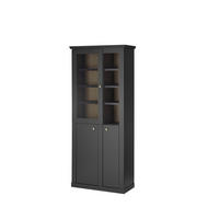 VITRINE  in Schwarz, Eichefarben - Eichefarben/Messingfarben, Design, Holzwerkstoff/Metall (86/200/39cm) - MID.YOU