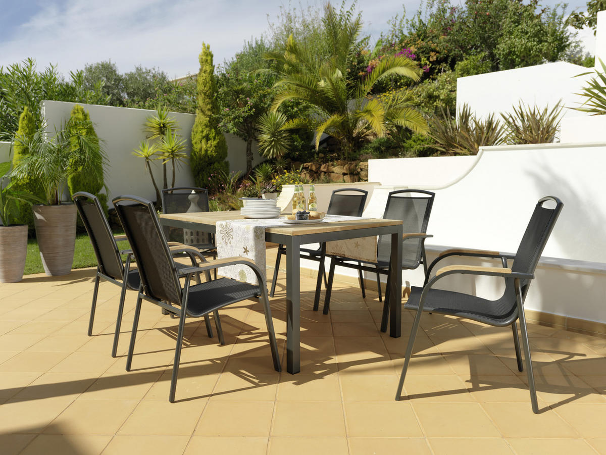 KERTI ASZTAL 150-210/90/74 cm   - natúr/antracit, Basics, fa/fém (150-210/90/74cm) - Ambia Garden